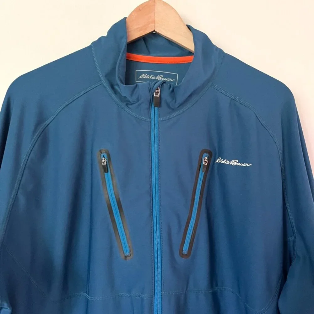 Eddie‎ Bauer Jacket Size XL Mens Teal Blue Motion Full Zip Freedry Activewear